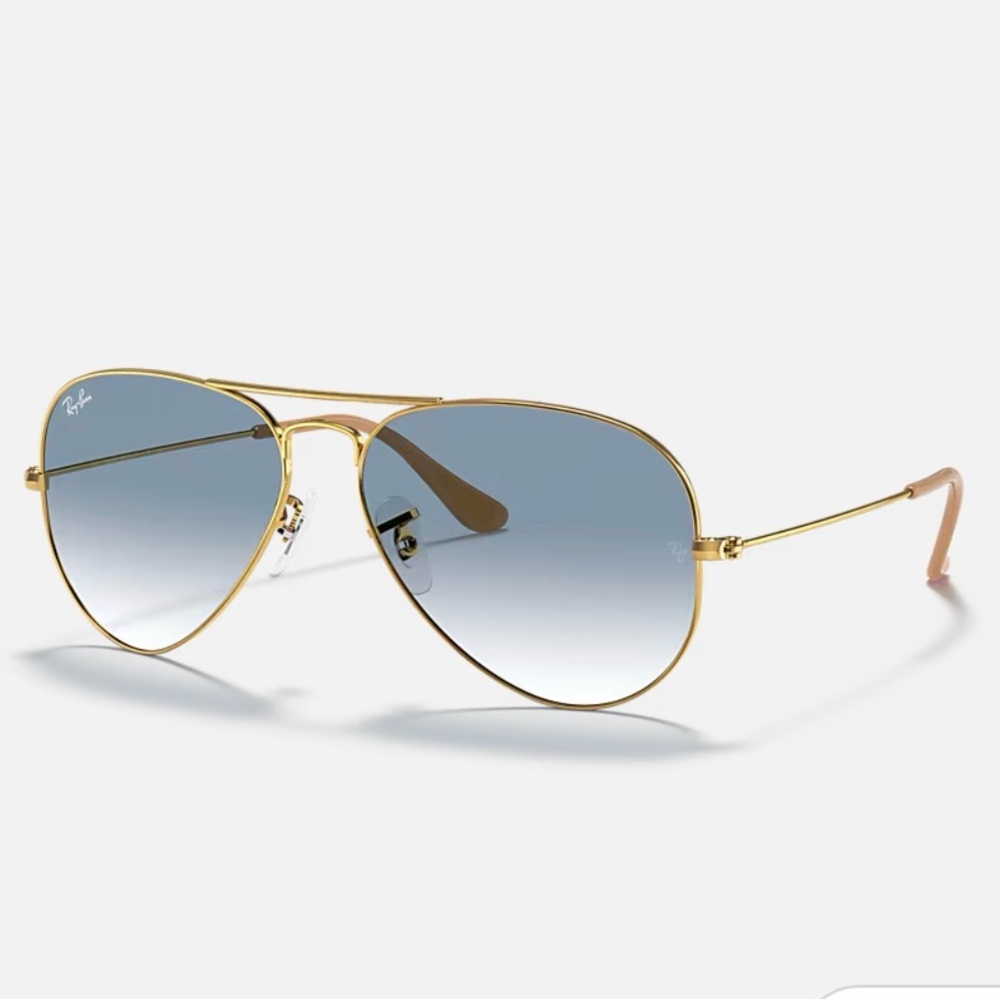 Ray-Ban Gold Frame Sunglasses with Blue Lenses